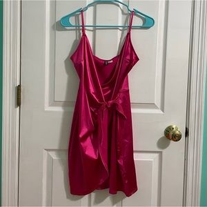 Hot Pink Satin Mini Dress